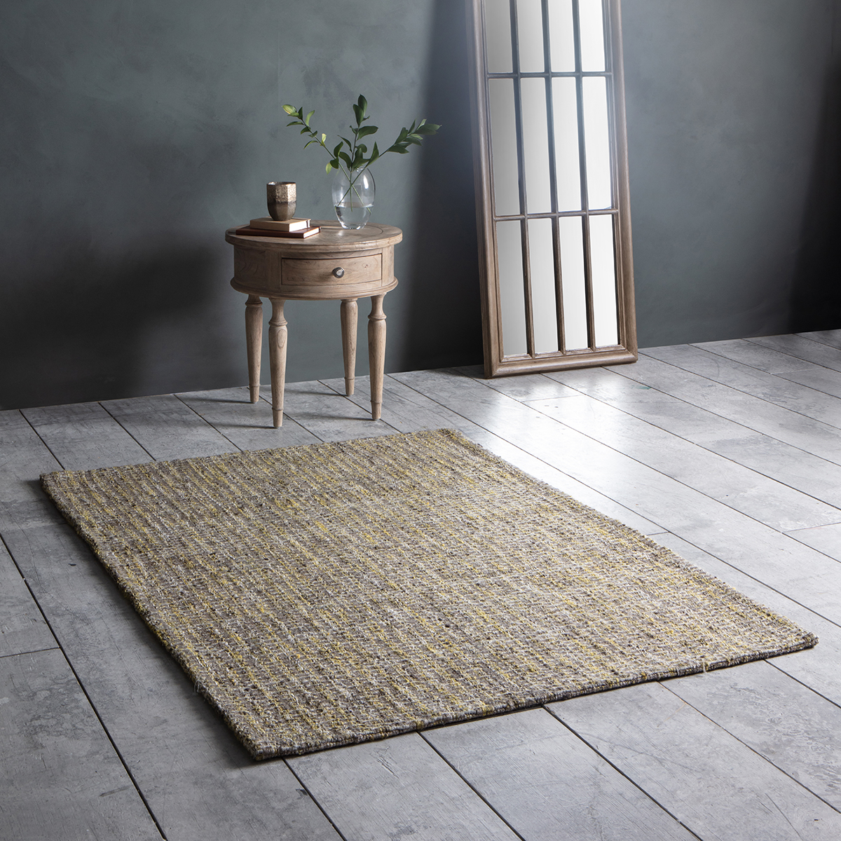 Pamplona Wool And Viscose Rugs In Grey Ochre Yellow By Luxe Tapi